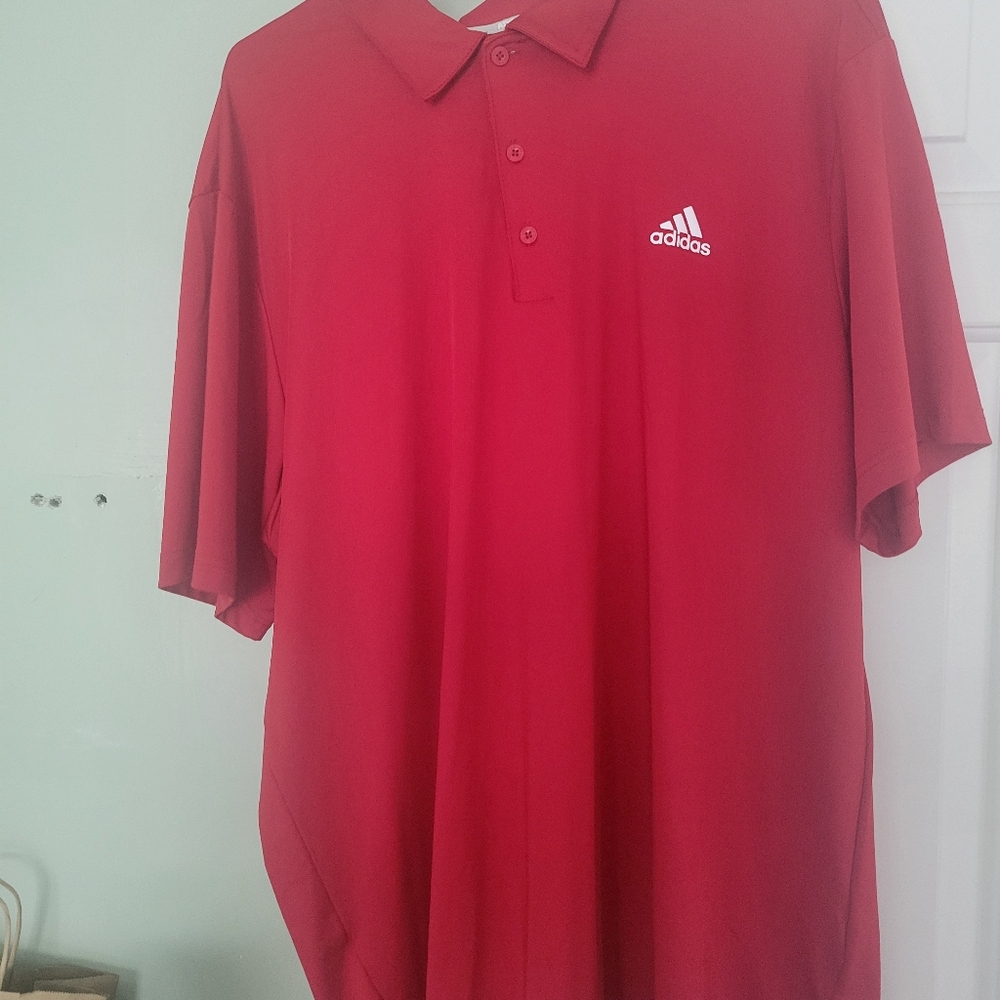 Adidas Dri Fit Bold Red Polo Shirt XL